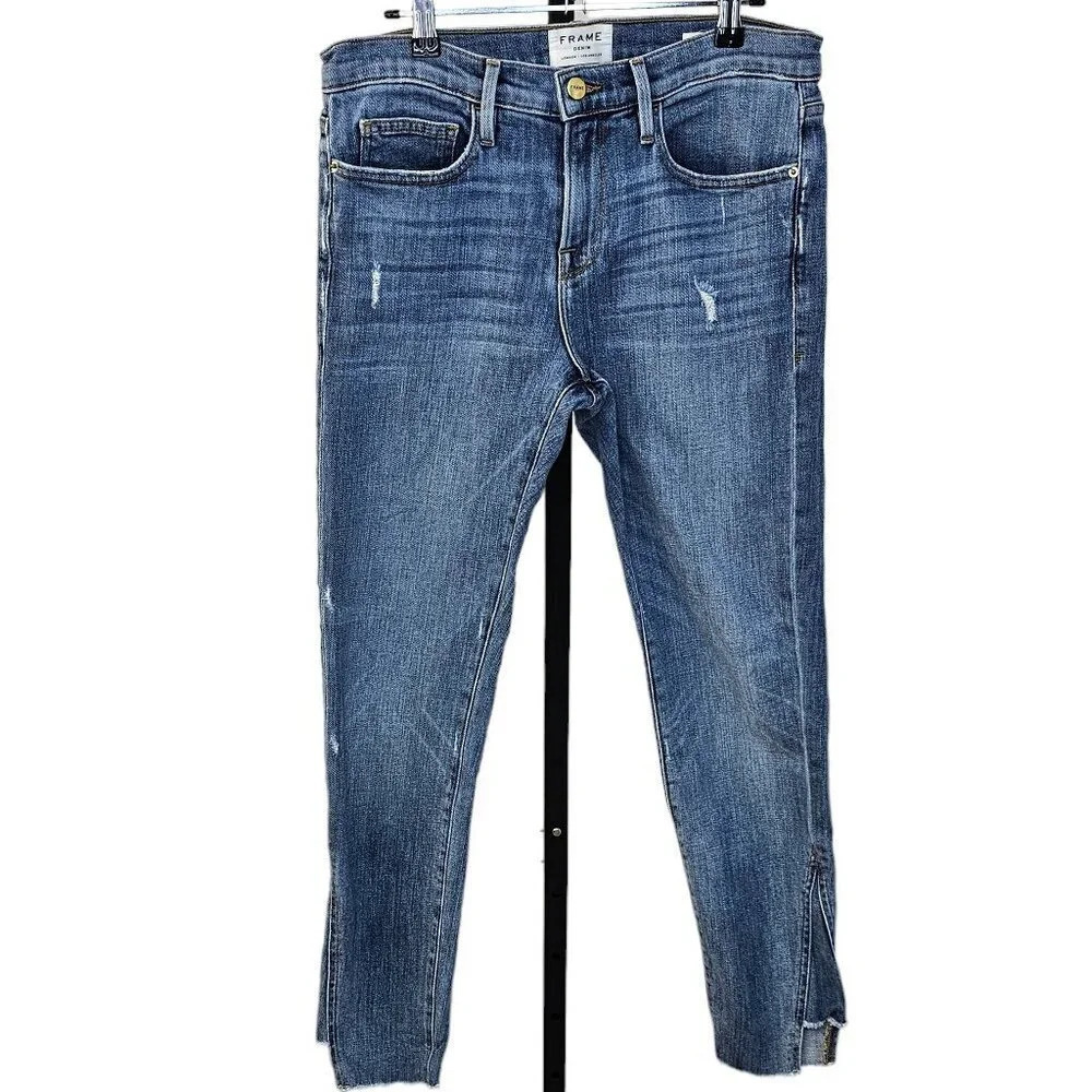 Frame Womens Le Boy Jeans Size 28 in Beaudry  Distressed Vintage Wash Skinny Fit